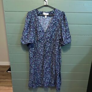 Addition Elle Blue Puff Sleeve Midi Sundress